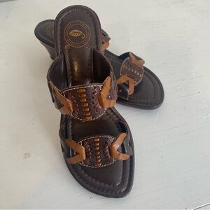 Nurture Leather Wedge Heel Sandals in size 7M Brown